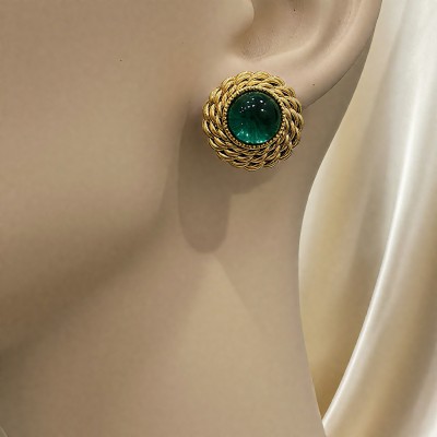 Çerçeveli Zümrüt Küpe