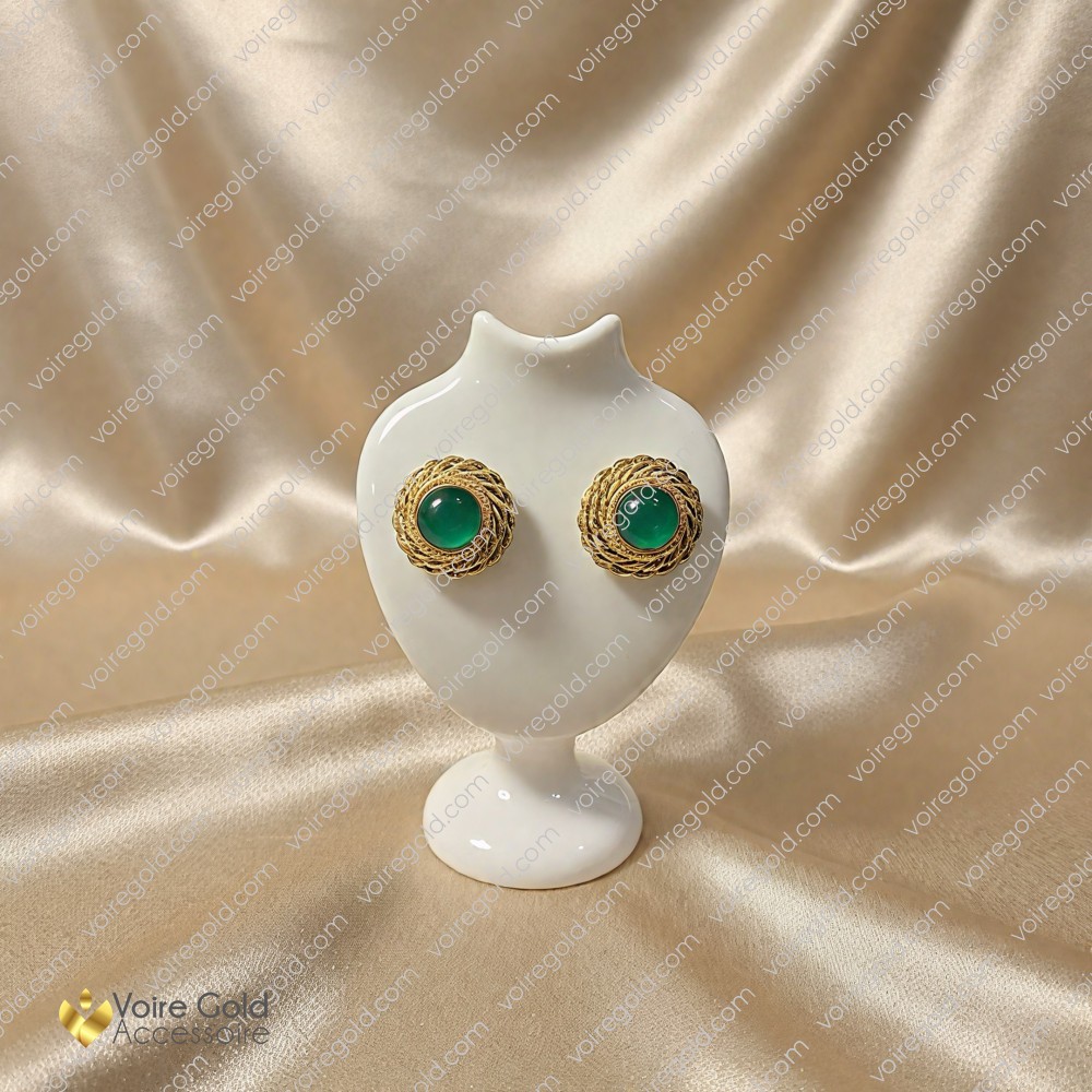 Çerçeveli Zümrüt Küpe