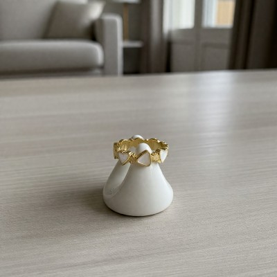 İnci Kalpler Yüzük