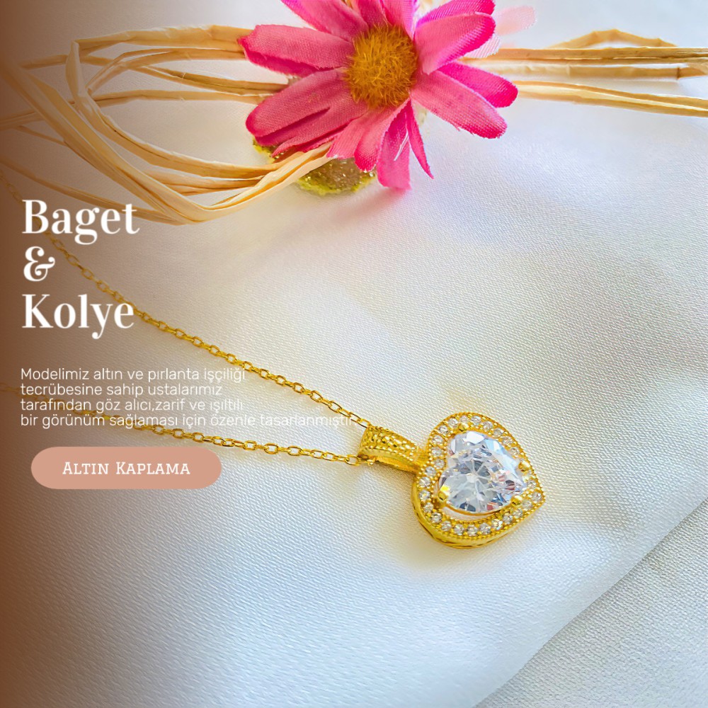 Altın Kaplama Aşk Baget Kolye