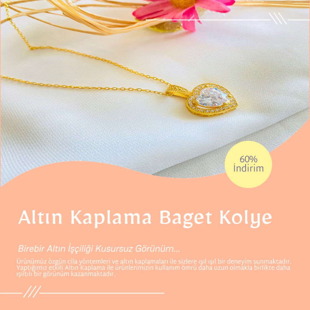 Altın Kaplama Aşk Baget Kolye