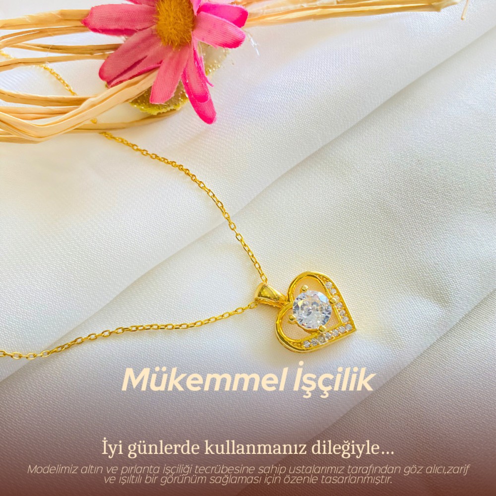 Altın Kaplama Vintage Baget Kolye